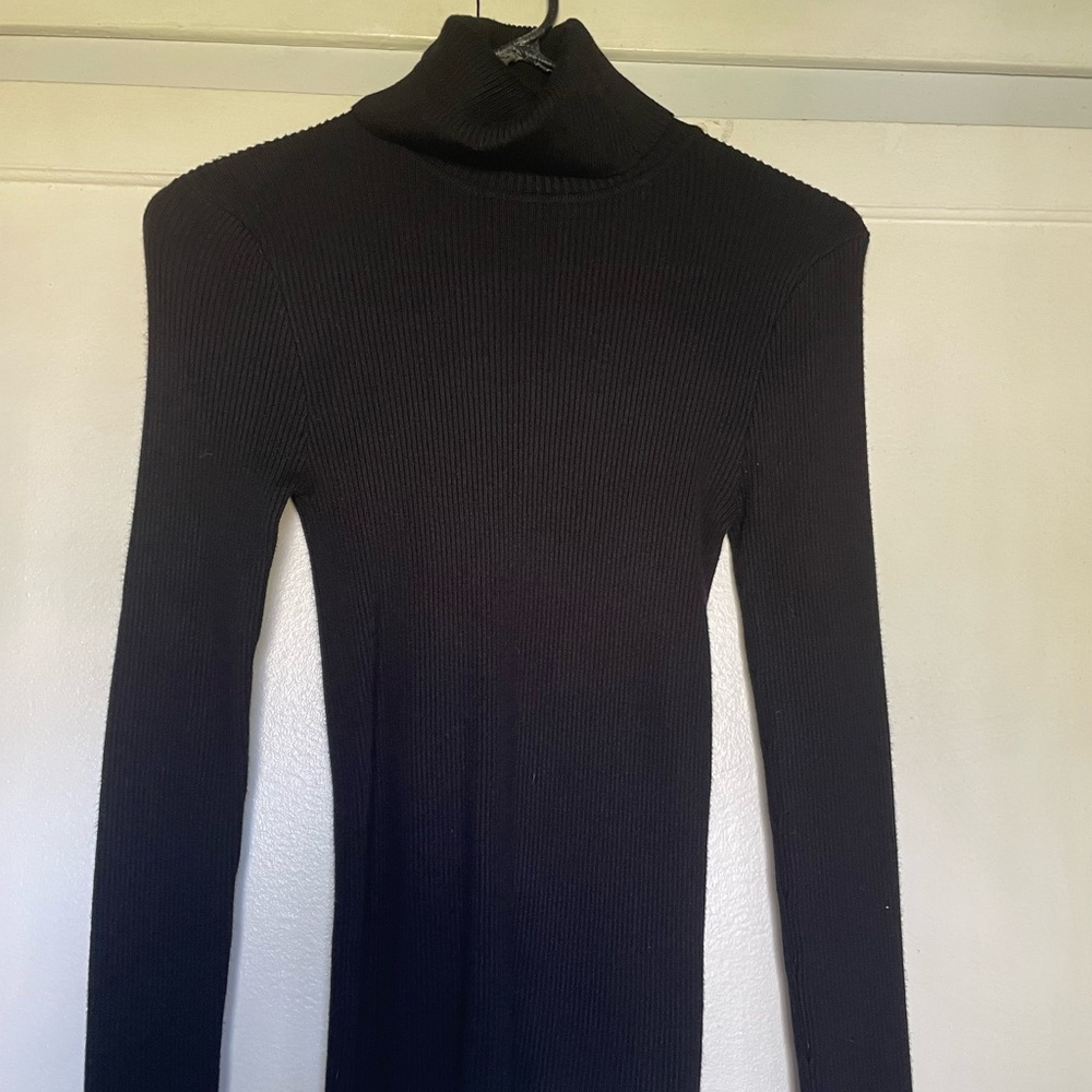 Forever 21 Black Ribbed Turtleneck Shirt